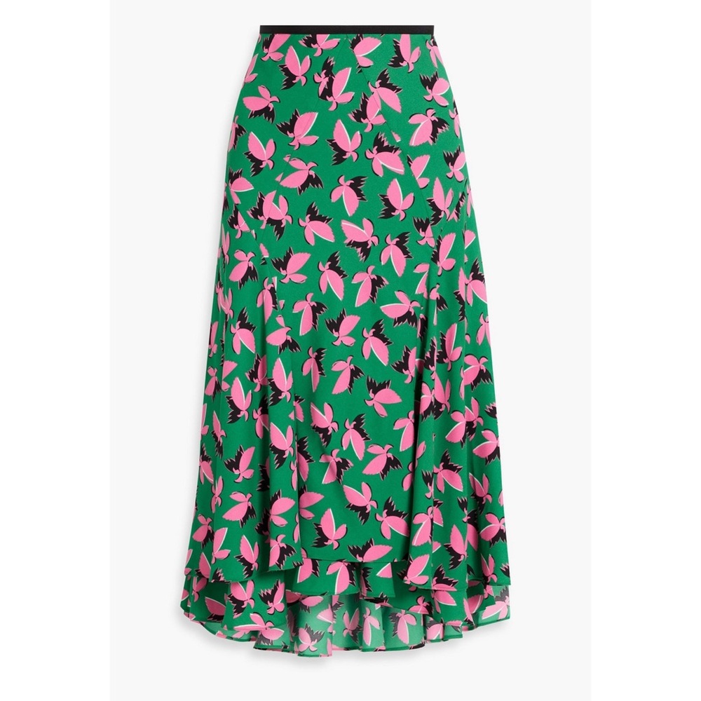 DVF Diane von Furstenberg Debra Floral Swing Crepe Midi Skirt \\ 4